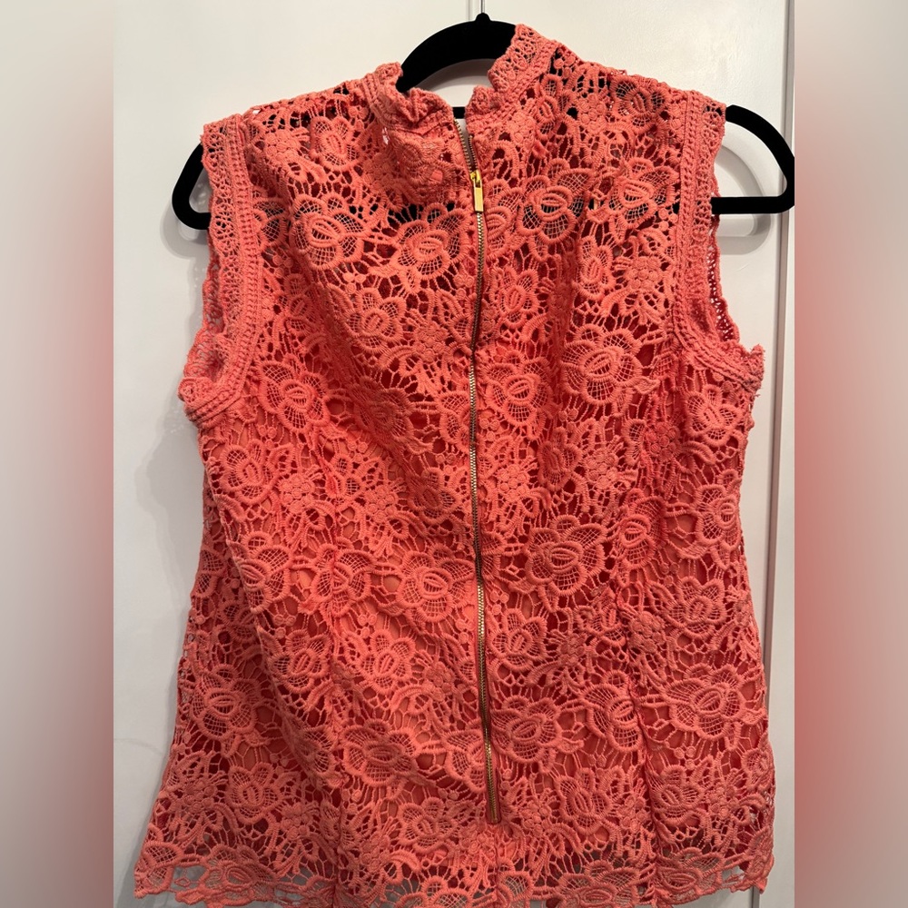 Lace Sleeveless Top Coral MSRP $89 - Picture 6 of 7